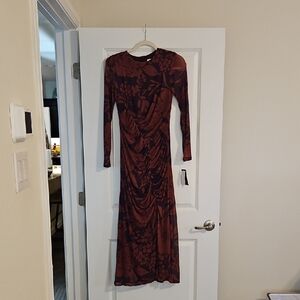 Taylor Burgundy Floral Long Sleeve Dress
